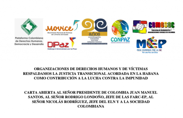 Mas de 500 organizaciones de víctimas y derechos Humanos piden a Santos, las FARC y el ELN que se respete la Justicia Transicional