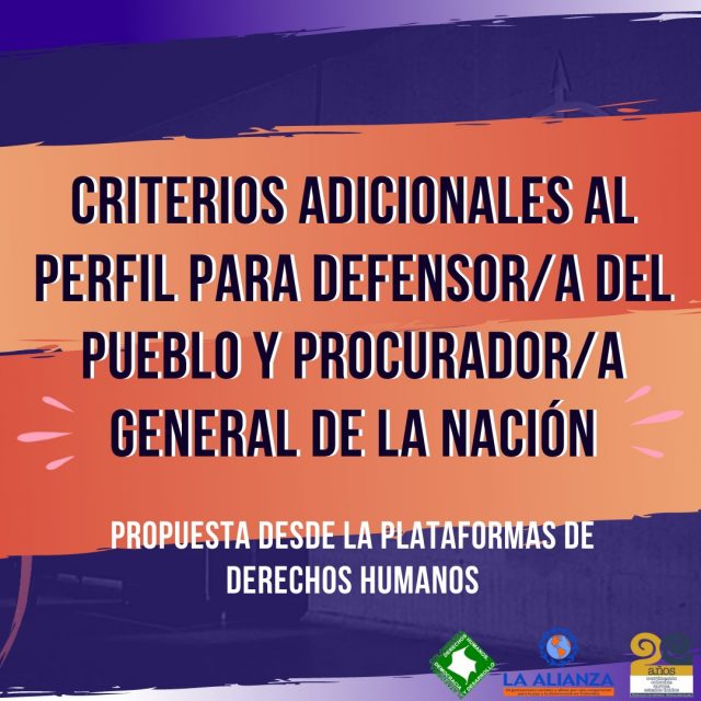 Criterios adicionales al perfil para Defensor/a del Pueblo y Procurador/a General de la Nación: Propuesta desde la Plataformas de Derechos Humanos