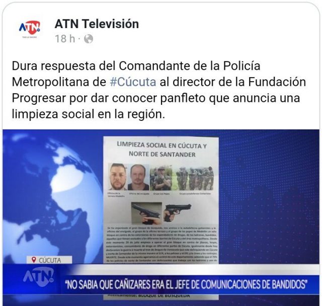 Las Plataformas colombianas de derechos humanos rechazan las afirmaciones temerarias del coronel José Luis Palomino López en contra del defensor de derechos Humanos Wilfredo Cañizares y respaldan su labor