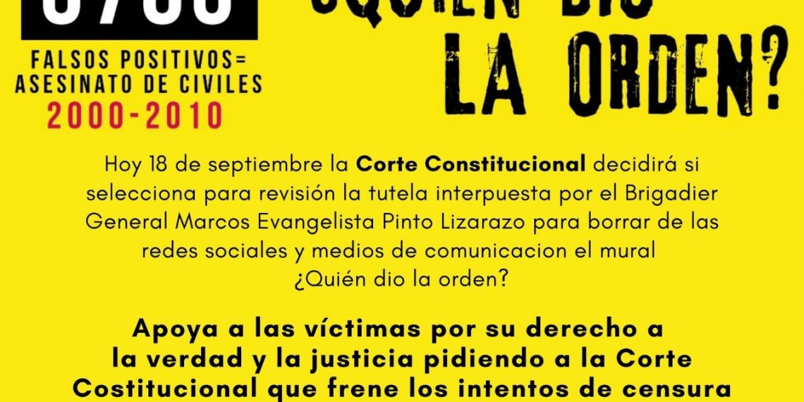 Víctimas piden a la Corte Constitucional que frene la censura contra el mural ¿Quién dio la orden?