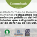 Las Plataformas de Derechos Humanos rechazamos los señalamientos públicos del Ministro de Interior que estigmatizan la labor de defensa de los DD.HH