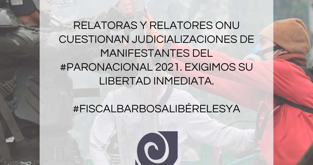 Relatoras y relatores ONU cuestionan judicializaciones de manifestantes del #ParoNacional 2021. Exigimos su libertad inmediata