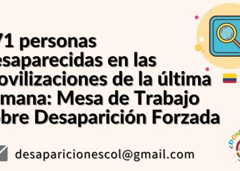 471 personas desaparecidas en las movilizaciones que iniciaron el 28 de abril: Mesa de Trabajo sobre Desaparición Forzada
