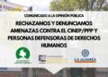COMUNICADO A LA OPINIÓN PÚBLICA RECHAZAMOS Y DENUNCIAMOS AMENAZAS CONTRA EL CINEP/PPP Y PERSONAS DEFENSORAS DE DERECHOS HUMANOS