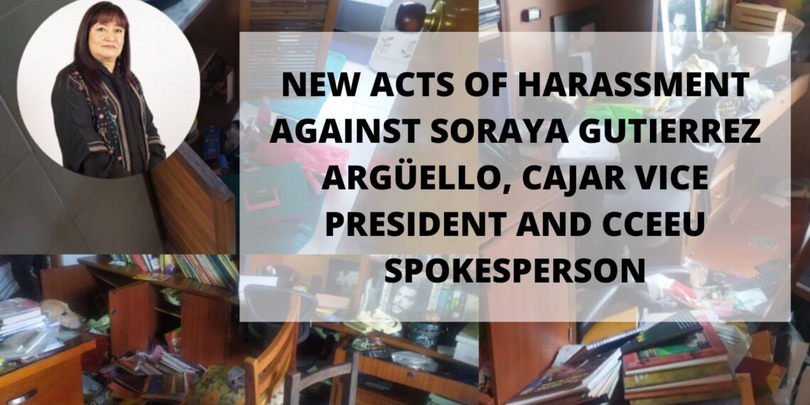 New Acts of harassment against Soraya Gutierrez Argüello, CAJAR Vice President and CCEEU spokesperson.