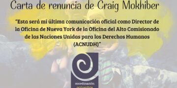 Carta de renuncia de Craig Mokhiber, director de la Oficina del Alto Comisionado de las Naciones Unidas para los Derechos Humanos en Nueva York